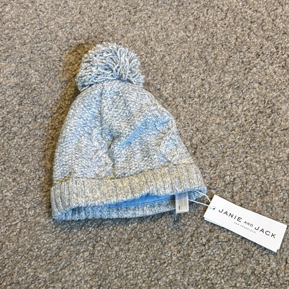 Janie and Jack Light Blue Cable Knit Hat 3-6 m.  NEW with Tags!